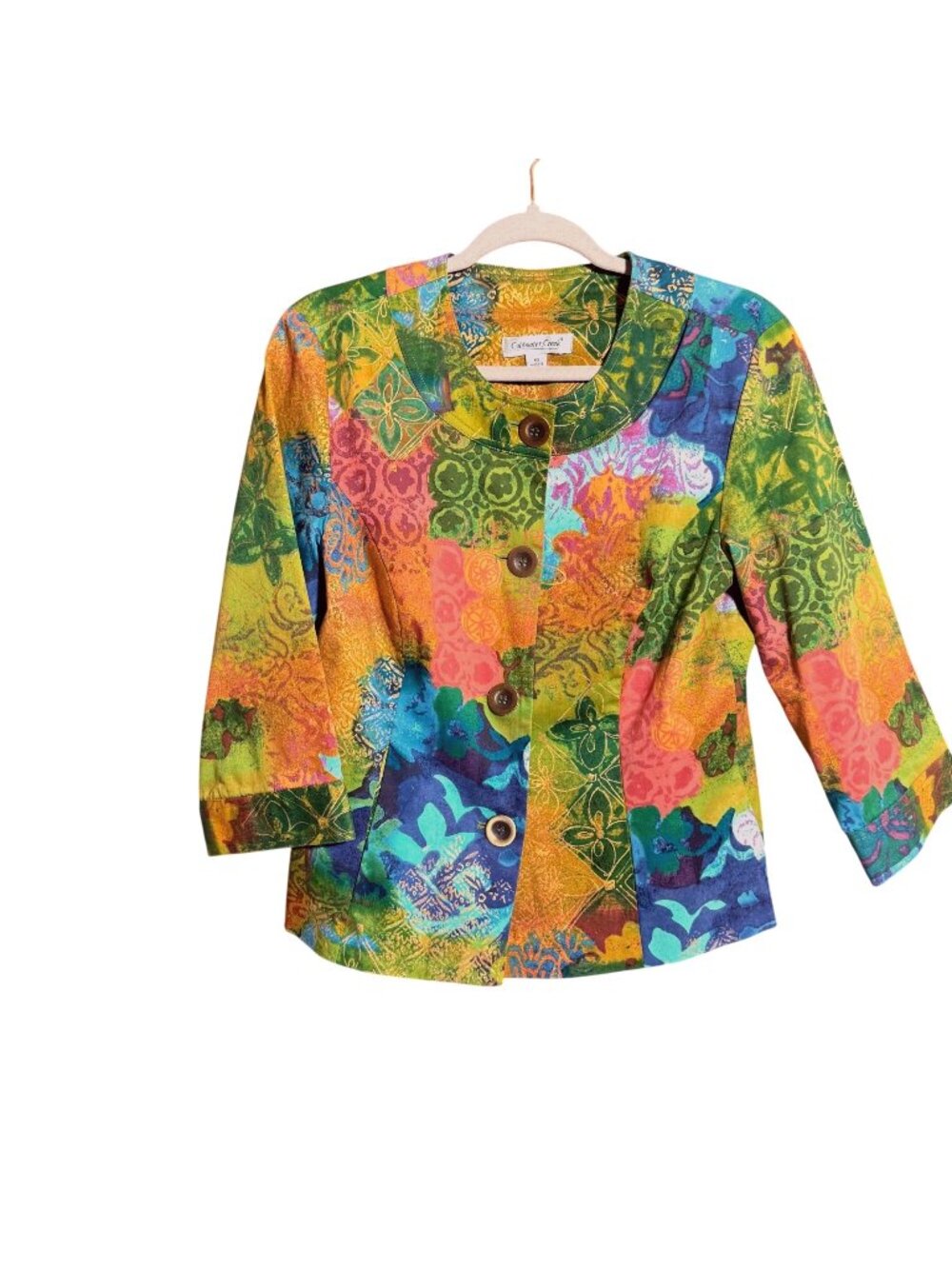 Coldwater Creek Abstract Art to Wear Print Jacket Women's Size 10 Multicolor